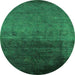 Round Oriental Green Industrial Rug, urb2457grn