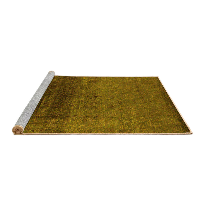 Sideview of Machine Washable Oriental Yellow Industrial Rug, wshurb2457yw