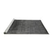 Sideview of Machine Washable Oriental Gray Industrial Rug, wshurb2457gry