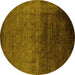 Round Oriental Yellow Industrial Rug, urb2457yw