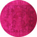 Round Oriental Pink Industrial Rug, urb2458pnk