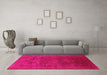 Machine Washable Oriental Pink Industrial Rug in a Living Room, wshurb2458pnk