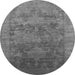 Round Machine Washable Oriental Gray Industrial Rug, wshurb2458gry