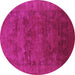 Round Machine Washable Oriental Purple Industrial Area Rugs, wshurb2458pur