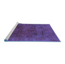 Sideview of Machine Washable Oriental Blue Industrial Rug, wshurb2458blu