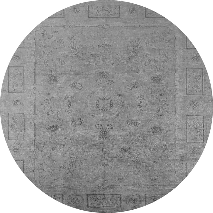 Round Machine Washable Oriental Gray Industrial Rug, wshurb2459gry