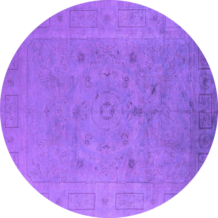 Round Machine Washable Oriental Purple Industrial Area Rugs, wshurb2459pur