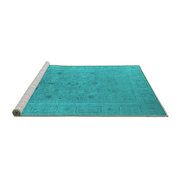 Sideview of Machine Washable Oriental Turquoise Industrial Area Rugs, wshurb2459turq