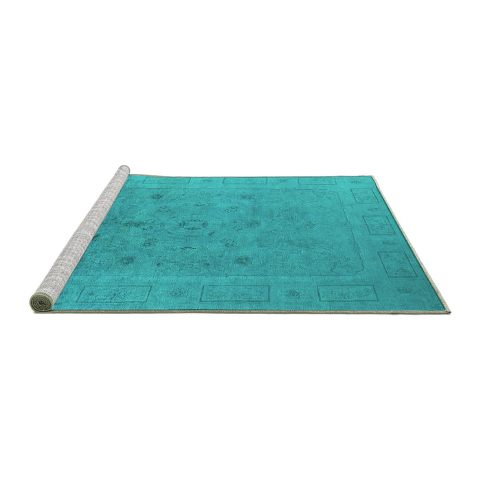 Sideview of Machine Washable Oriental Turquoise Industrial Area Rugs, wshurb2459turq