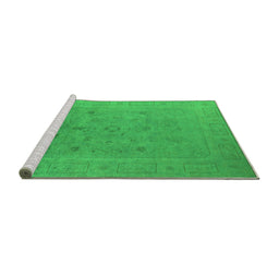 Sideview of Machine Washable Oriental Green Industrial Area Rugs, wshurb2459grn