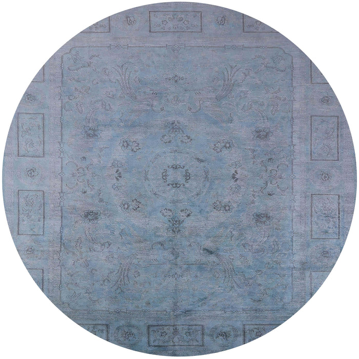 Round Machine Washable Industrial Modern Columbia Blue Rug, wshurb2459
