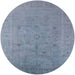 Round Machine Washable Industrial Modern Columbia Blue Rug, wshurb2459