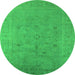 Round Oriental Green Industrial Rug, urb2459grn