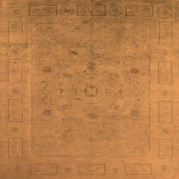 Square Oriental Orange Industrial Rug, urb2459org