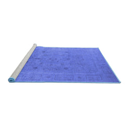 Sideview of Machine Washable Oriental Blue Industrial Rug, wshurb2459blu