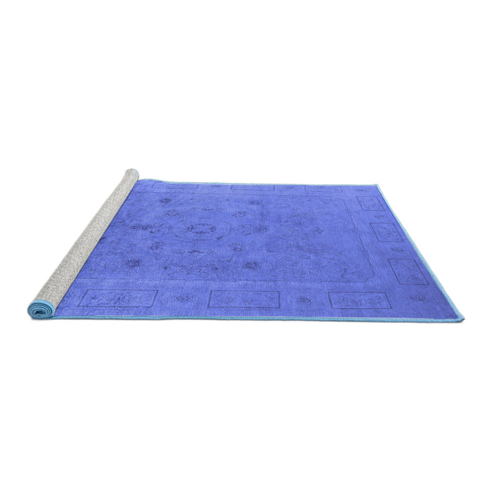 Sideview of Machine Washable Oriental Blue Industrial Rug, wshurb2459blu