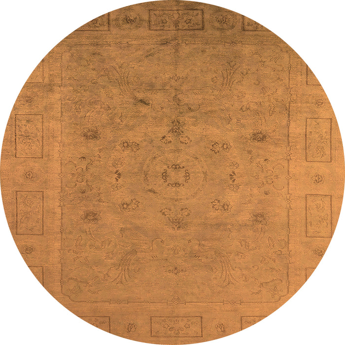 Round Oriental Orange Industrial Rug, urb2459org