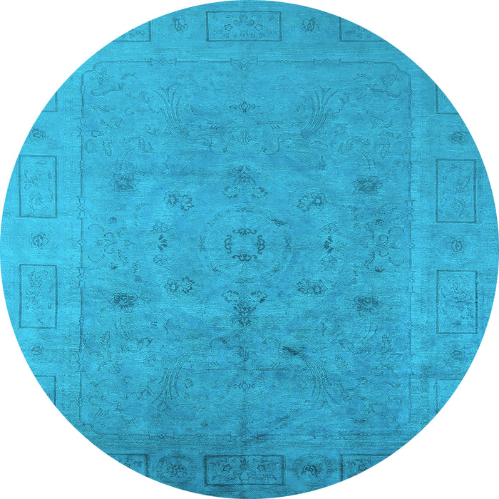 Round Oriental Light Blue Industrial Rug, urb2459lblu