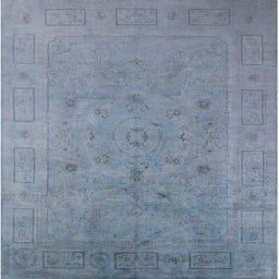 Square Mid-Century Modern Columbia Blue Oriental Rug, urb2459