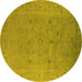 Round Oriental Yellow Industrial Rug, urb2459yw