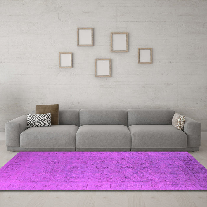 Machine Washable Oriental Pink Industrial Rug in a Living Room, wshurb2459pnk