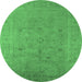 Round Oriental Emerald Green Industrial Rug, urb2459emgrn