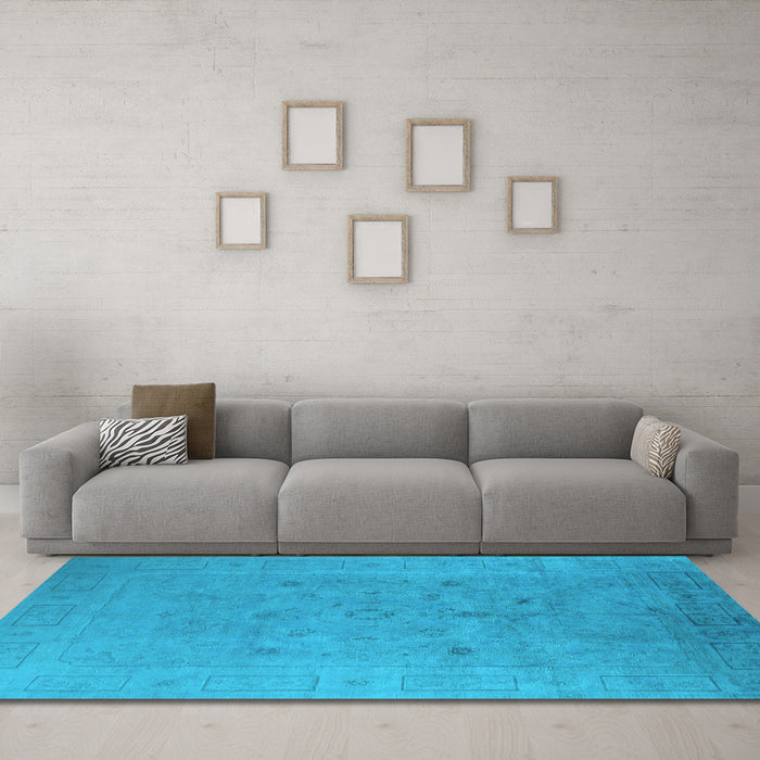 Machine Washable Oriental Light Blue Industrial Rug in a Living Room, wshurb2459lblu