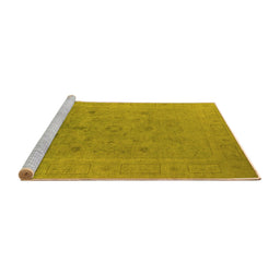 Sideview of Machine Washable Oriental Yellow Industrial Rug, wshurb2459yw