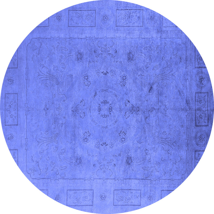 Round Oriental Blue Industrial Rug, urb2459blu