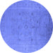 Round Oriental Blue Industrial Rug, urb2459blu