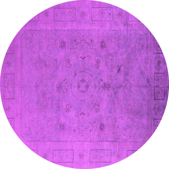 Round Machine Washable Oriental Pink Industrial Rug, wshurb2459pnk
