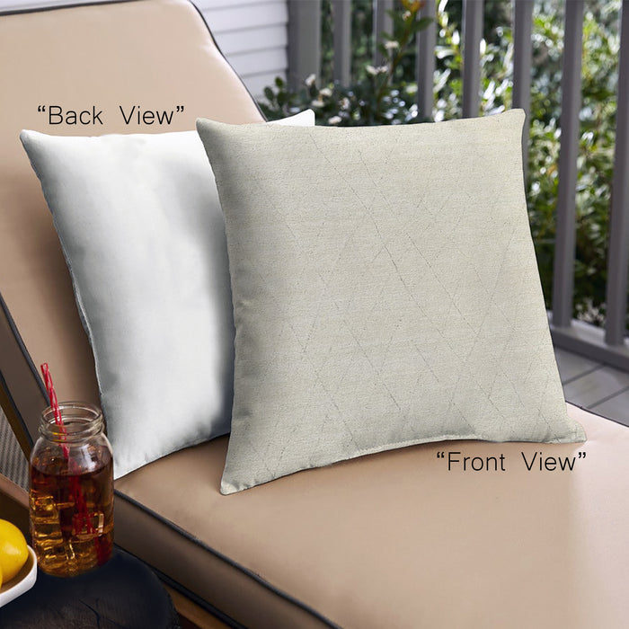 Front View of Mid-Century Modern Urban Square Champagne Beige Throw Pillow, 18 inch by 18 inch, pwurb245