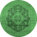 Round Oriental Emerald Green Industrial Rug, urb2460emgrn