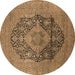 Round Oriental Brown Industrial Rug, urb2460brn