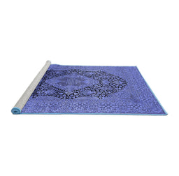 Sideview of Machine Washable Oriental Blue Industrial Rug, wshurb2460blu