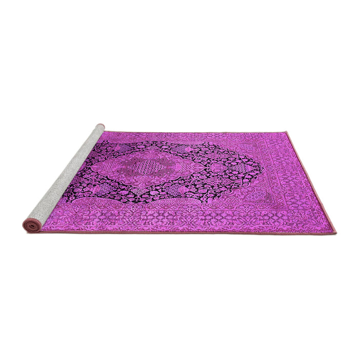 Sideview of Machine Washable Oriental Pink Industrial Rug, wshurb2460pnk