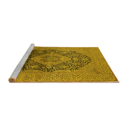 Sideview of Machine Washable Oriental Yellow Industrial Rug, wshurb2460yw