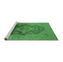 Sideview of Machine Washable Oriental Emerald Green Industrial Area Rugs, wshurb2460emgrn