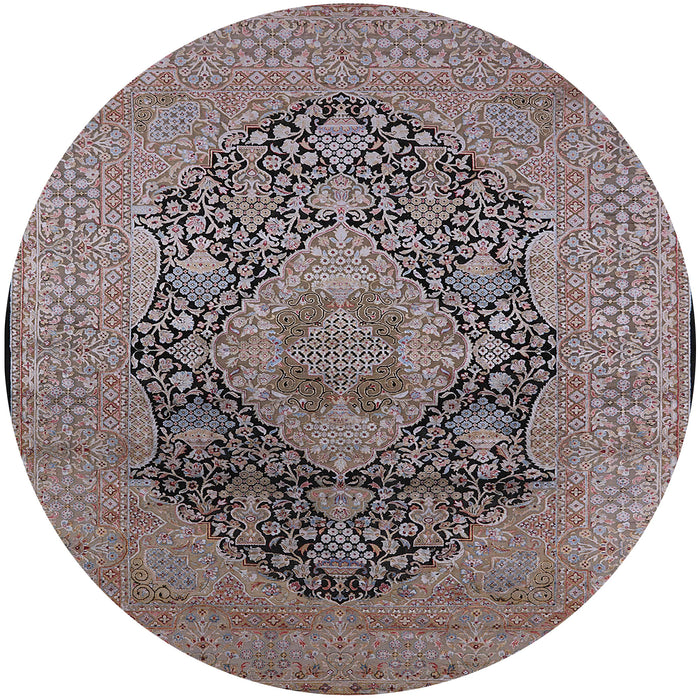 Round Mid-Century Modern Coffee Brown Oriental Rug, urb2460