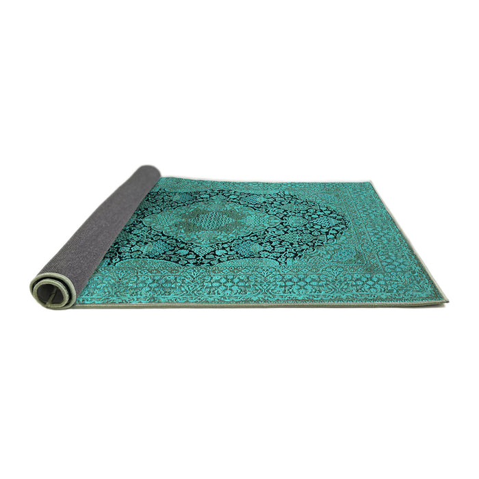 Sideview of Oriental Turquoise Industrial Rug, urb2460turq
