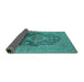 Sideview of Oriental Turquoise Industrial Rug, urb2460turq