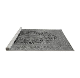 Sideview of Machine Washable Oriental Gray Industrial Rug, wshurb2460gry