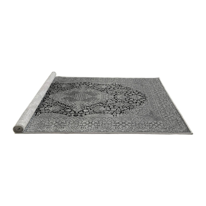 Sideview of Machine Washable Oriental Gray Industrial Rug, wshurb2460gry