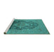 Sideview of Machine Washable Oriental Turquoise Industrial Area Rugs, wshurb2460turq