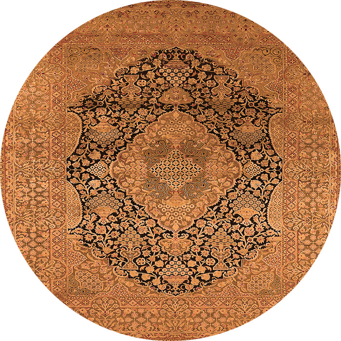Round Oriental Orange Industrial Rug, urb2460org