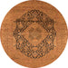 Round Oriental Orange Industrial Rug, urb2460org