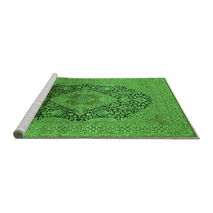 Sideview of Machine Washable Oriental Green Industrial Area Rugs, wshurb2460grn