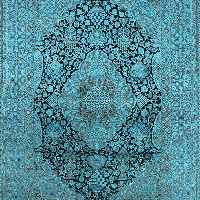 Machine Washable Oriental Light Blue Industrial Rug, wshurb2460lblu