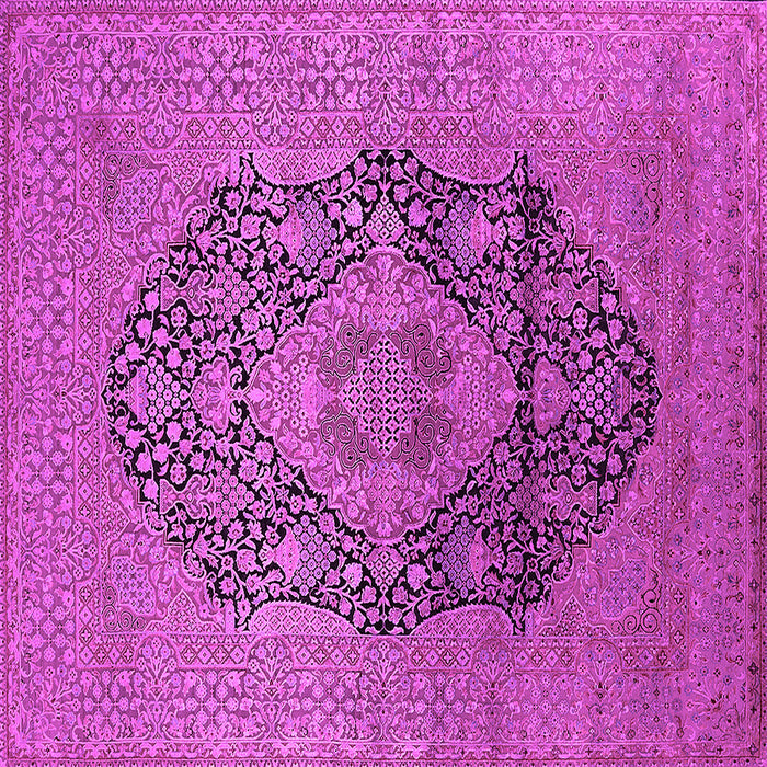 Square Machine Washable Oriental Pink Industrial Rug, wshurb2460pnk