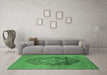 Machine Washable Oriental Emerald Green Industrial Area Rugs in a Living Room,, wshurb2460emgrn